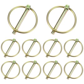 MBAIYO 10Pcs Heavy Duty Lynch Pin Assortment Kit with Ring, 1/4 Inch Pin Locks Round Carbon Steel Linch Pins Trailer Coupler Pins for Trailers Farm Tractors Trucks Lawn Mowers And Industrial Equipment