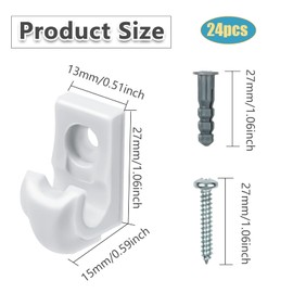 24 Pack White Down Wall Clip Closet Shelves Clips Wire Shelf Loop Clips Plastic Heavy Duty Wire Shelf Brackets Included Clips Screws and Expansion Tubes for Wire Closet Shelving