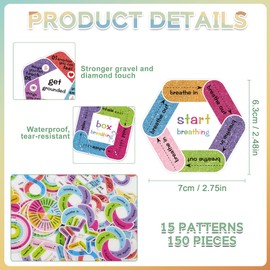 150 Pcs Calm Strips Sensory Stickers - Anti Stress, Anxiety Relief Items - Boho, Waterproof, Fidget - Classroom Teacher Supplies