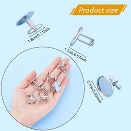 WEBEEDY 30pcs Stainless Steel Cuff Link Base Blanks Round Cabochon Setting Tray for Men Cuff Button DIY Making (20mm)
