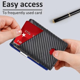 Everwish Creations Leather Money Clip Double Fold RFID Blocking Wallet | Ultra-Thin Double Folding Men's Wallet | Carbon Fiber Leather Wallet | Pack of 1