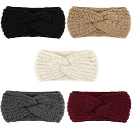 YARIEW 5 Pieces Knit Headbands for Women Winter Headbands Ear Warmers Thick headband Knitted Headband for Women Crochet Head Wraps