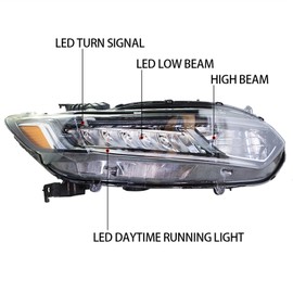 SEBLAFF Right Side Headlamp Pair Halogen Headlight Assembly Replacement for 2018 2019 2020 Accord Models Passenger Side