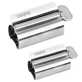 UDQYQ Tube Squeezer, Tube Press, Pack of 2, Toothpaste Squeezer, Stainless Steel, Save Toothpaste, Totally Squeeze Out Empty Tubes, Stainless Steel Toothpaste Seat Holder with Stand Function, Large +