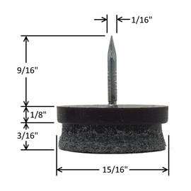 15/16" Dia. Heavy Duty Felt Nail-on Slider Glide Pads for Chairs, Stools, & Tables - Furniture Slides Like Magic -Tile & Hard Wood Floor Protector - Espresso - 32pcs.