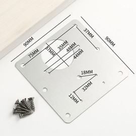 Repair Plate, Stainless Steel Kitchen Cupboard Door Hinge Repair Brackets with Holes, Hinge Repair Plate with 12Pcs Screws for Cupboard Door, Furniture Repair