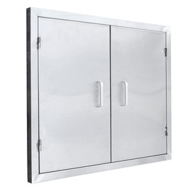 Cbhfmljd Outdoor Kitchen Stainless Steel Access Door, BBQ Wall Hanging Double Doors 28x24, Weatherproof Built in BBQ Double Access Door for Outside Kitchen Commercial Grilling Station