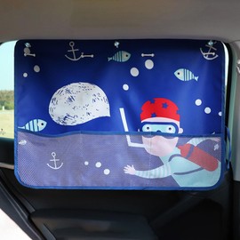 Car Window Sunshade,Cartoon Design Window Curtains for Car | Automotive Interior Sunshade with Storage Function for Sedan RV Vehicle Use