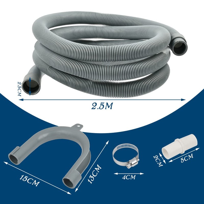 DODUOS 2.5M Washing Machine Drain Hose Extension Pipe Kit, Universal