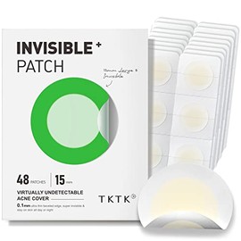 TKTK Pimple Patches - 15mm Large Invisible Acne Patch for Face with Salicylic Acid, 0.01 cm Extra Thin Edges Daytime Use Hydrocolloid Zit Patch for Large Pustule, White Head, Cystic Acne Spot Treatment - 48 Count