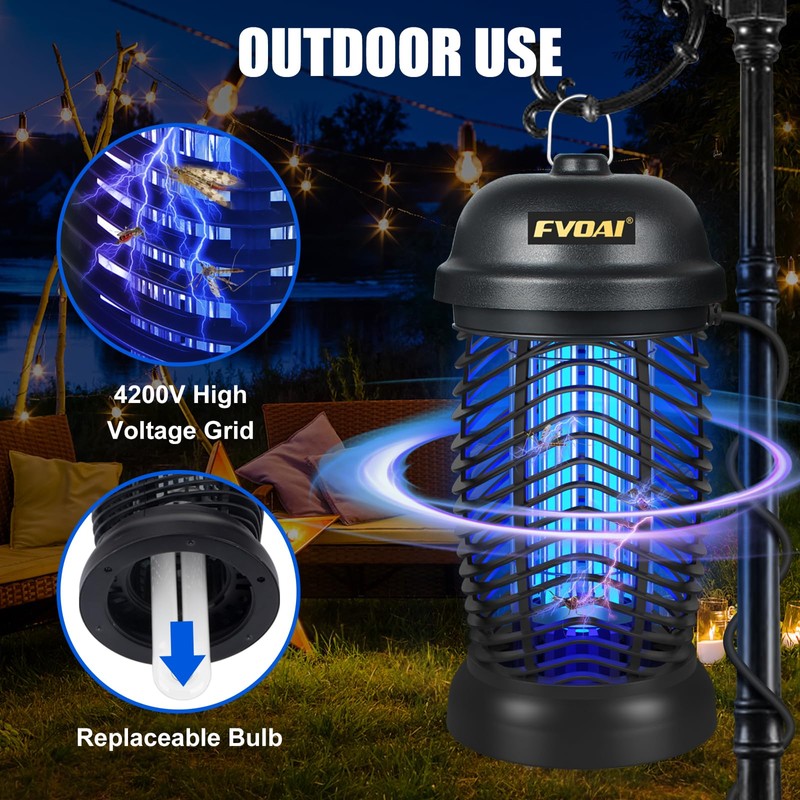FVOAI Bug Zapper Outdoor, Mosquito Zapper, Fly Zapper, Insect Zapper