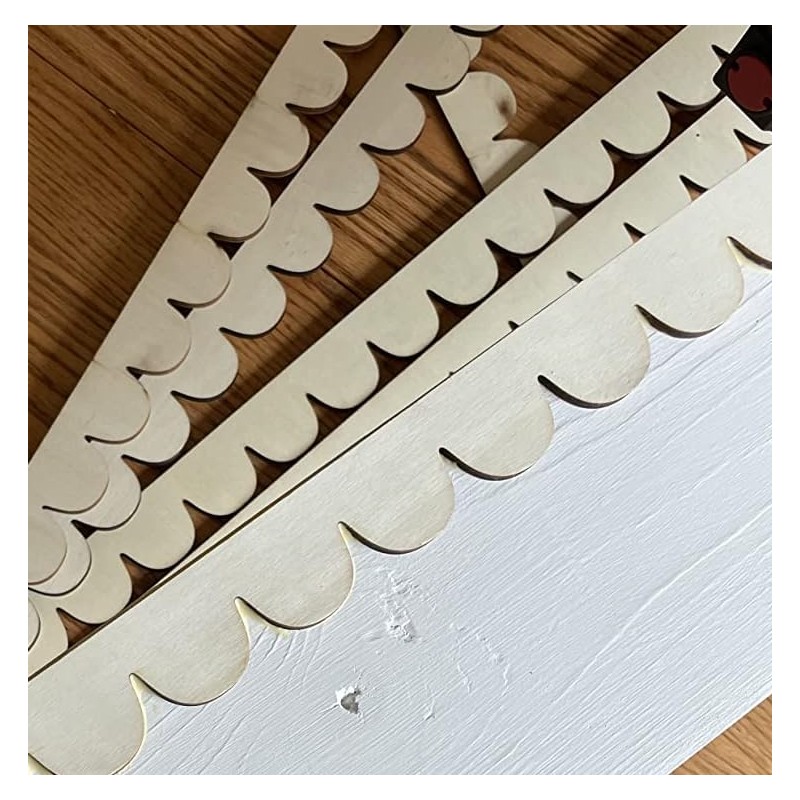 5 Pack of 12 Inch Unfinished Wooden Scalloped Moulding Trim