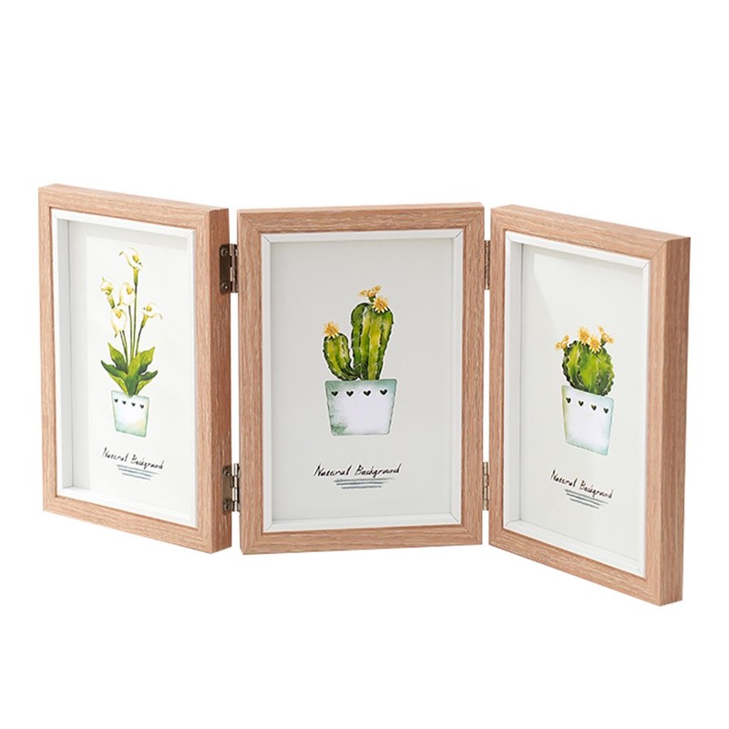 Three Photo Frame | Rustic Hinged Trifold Frame | Family