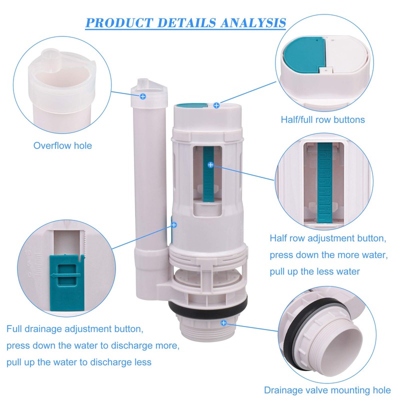 RDEXP White 21cm Height Toilet Bottom Inlet Fill Valve Split