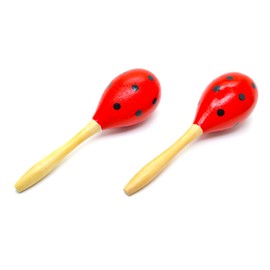 Adult Maracas and Castanets made of wood. Complete musical set from Spain, colour of dots, Spanish traditional colours, Rumba shaking, hand knocking