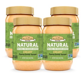 Crazy Richard's Creamy No Stir Peanut Butter with No Added Salt, Sugar, Or Preservatives (4 Pack)