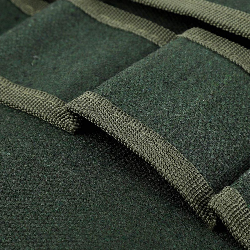 Portable Green Canvas Tool Roll Bag with 10 Pockets for