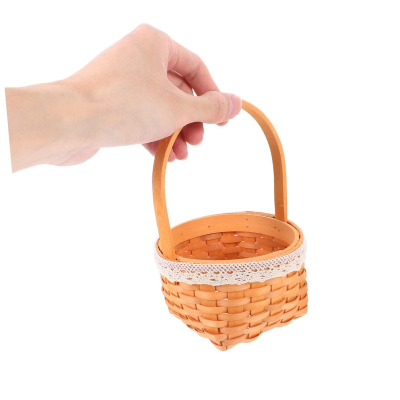 WHAMVOX Mini Wicker Basket with Handle Decorative Woven Flower Basket