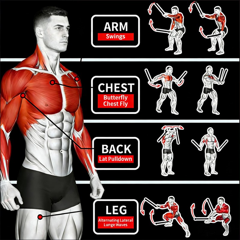 Cordless Battle Ropes Adjustable Trainer, Ropeless Weighted Portable Exercise Equipment