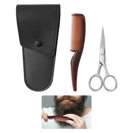 Beard Scissors for Men,Eyebrow Scissors with Comb,Sharp Stainless Steel Moustache Scissor,Moustache Scissor for Men,Multi-Function Moustaches Kit with Storage Bag,Suitable for Eyebrows,Beard,Etc.