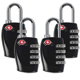 4 Dial Digit TSA Approved Travel Luggage Locks Combination for Suitcases (Black- 4 Pack)