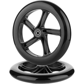 AOWESM 8 Inch Scooter Wheels 200mm Large Replacement Wheelchair Wheels w/Bearings ABEC-9 for Walker & Rollator & The Razor A5 Lux & Carbon Lux Kick Scooter & Shopping Cart (Set of 2) (Black)