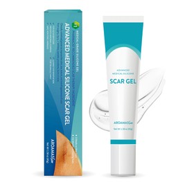 Aroamas Scar Advanced Scar Gel - Medical-Grade Silicone Scar Gel for Surgical Scars, for Face, Scar gel with silicone for Keloids, C-Section, Cosmetic Procedures, Burns, Injuries - 45g