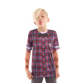 Faux Real Kid's YTH Hipster Bow Tie Suspenders Childrens Costume, White, Medium