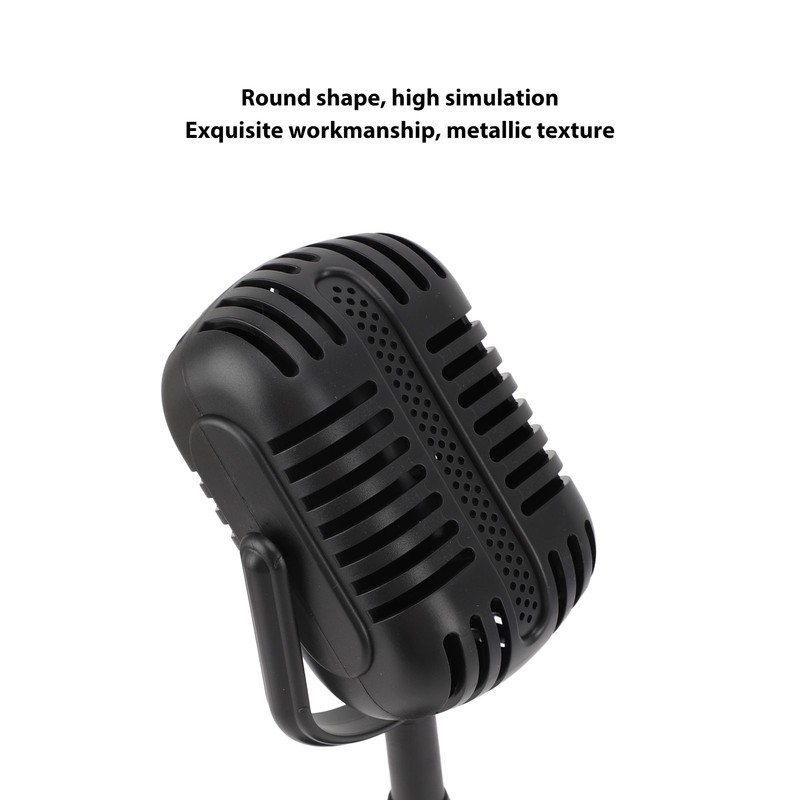 Antique Microphone Decor with Stand Black Realistic Lightweight Retro Microphone