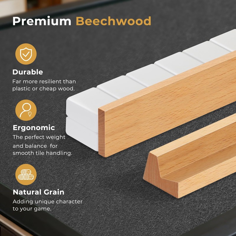 QUEENLINK 17 Inches Beechwood Mahjong Racks with Pushers Set of