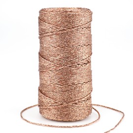 G2PLUS 100M Decorative Metallic String - 1.5mm Rose Gold Twine String - Sparkle Bakers Thread Twine- Jewelry Thread Cord for DIY Crafts Gift Wrapping & Wedding Favors