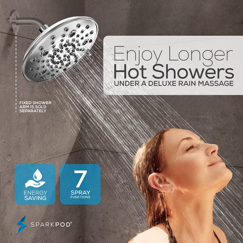 SparkPod 7 Spray Settings Shower Head - Adjustable High Flow