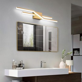 SOLFART 32 Inch Dimmable Vanity Lights for Bathroom Bathroom Light Fixtures Bathroom Vanity Lights LED Modern Brushed Bronze Wall Light S8600-810-BN-6000K-D