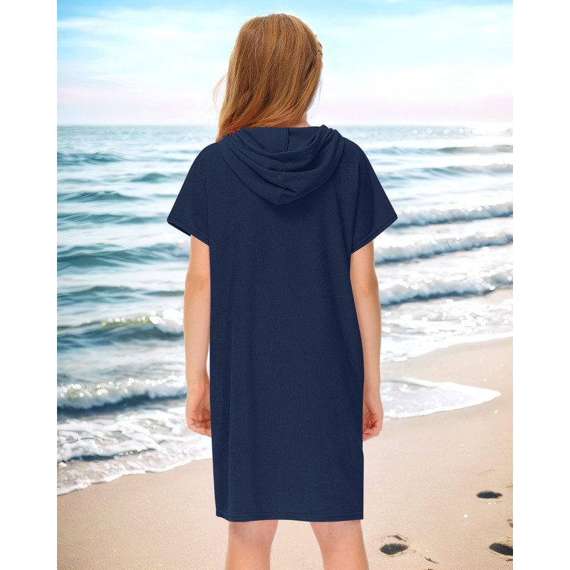 BesserBay Children's Short Sleeve Bath Poncho Hooded Surf Poncho Towel