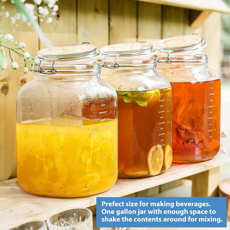 2 Pack 1 Gallon Square Super Wide-Mouth Glass Jars with