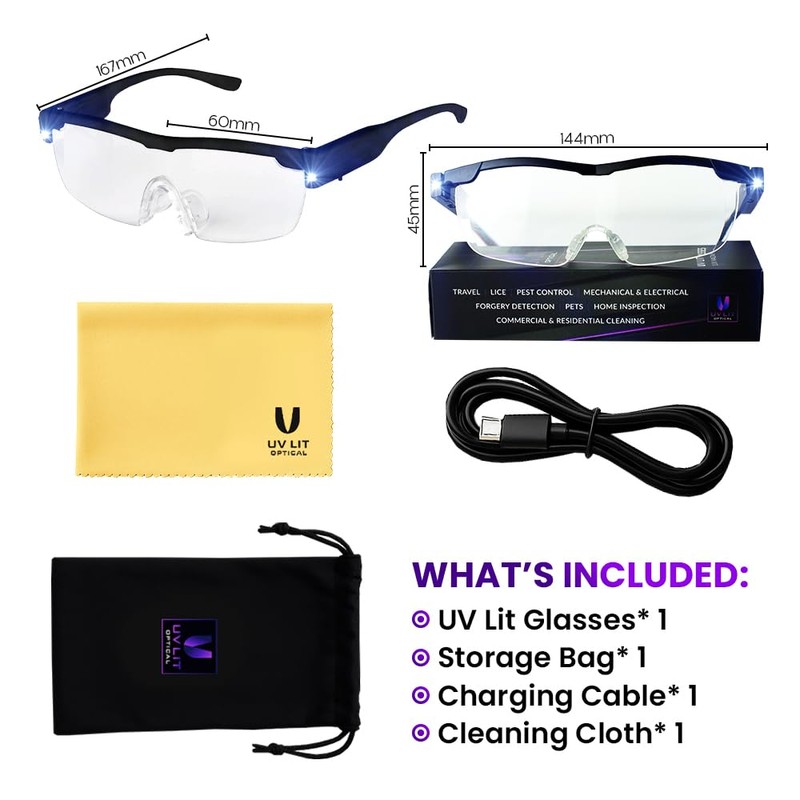 UV Lit Optical Glasses with LED Light – Multi-Purpose Sanitary