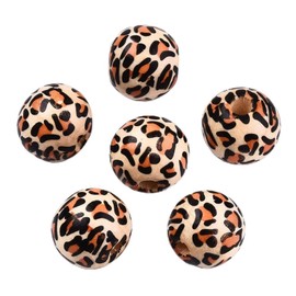 Clotiry 200Pcs Natural Wooden Round Beads Leopard Pattern Wood Spacer Beads for DIY Bracelet Necklace Jewellery Making