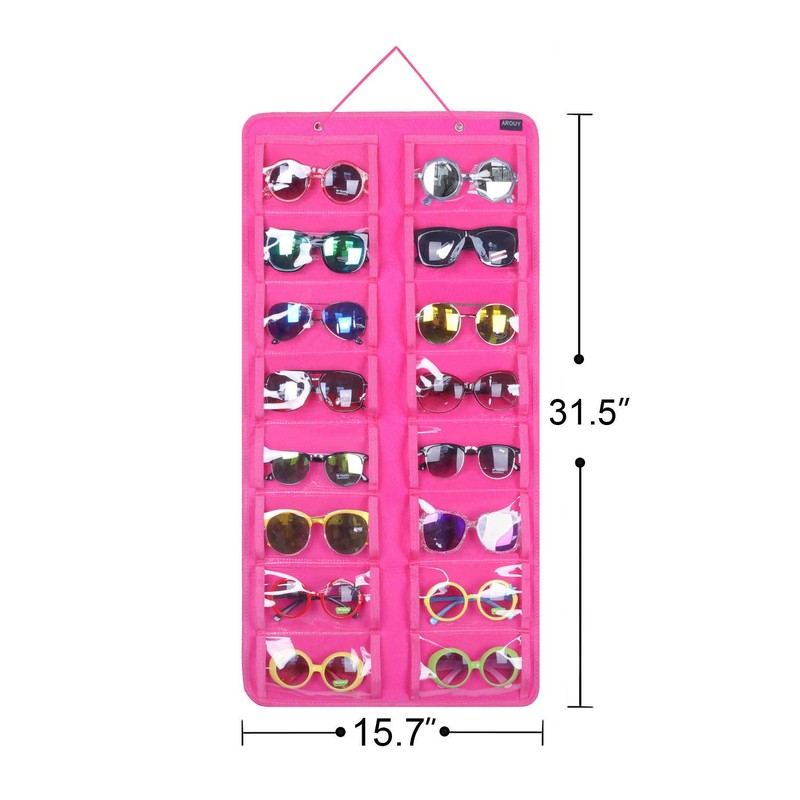 AROUY Sunglasses Organizer Storage, Hanging Dust Proof Wall Pocket Glasses