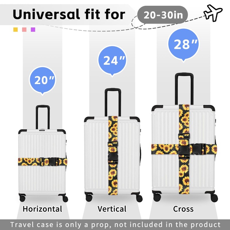 Luggage Straps for Suitcases, Adjustable Suitcase Straps, 2 Pack Suitcase