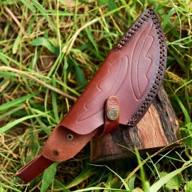 Knife Sheath Hand Engraved Fixed Blade Knife Leather Sheath Vertical Scout Sheath Case Cover