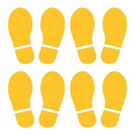 PATIKIL 200x83mm Footprint Floor Stickers 4 Pairs PVC Large Shoes Footprint Floor Wall Stair Stickers for Home Classroom Decoration Yellow