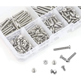 cersaty® 340 Pieces M3 Screw Nuts Set 304 Stainless Steel 9 Types Assortment Kit 5 mm 6 mm 8 mm 10 mm 12 mm 14 mm 16 mm 18 mm 20 mm with Box (Silver)