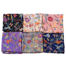 woogwin Women's Scarves Lady Light Soft Fashion Floral Brids Print Scarf Wrap Shawl (One Size, BirdWhite)