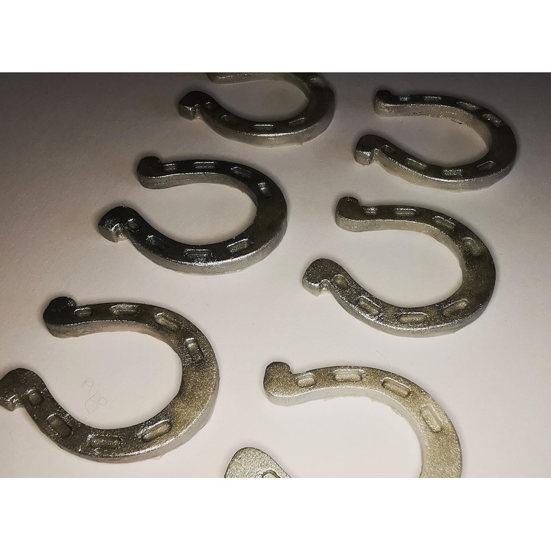 6 Handmade Edible Lucky Silver Horseshoes, Cupcake Sugarpaste Decorations by