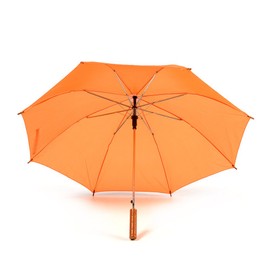 Orange Jollybrolly Straight Stick Lightweight Auto Open Umbrellas- 65cm Length, 90cm Canopy Span - Straight Wood-Effect Handle- Mens & Ladies