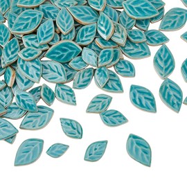 SUPERFINDINGS 1.1LB/Über 87 Stück Blätter Keramik Mosaikfliesen DIY Kreative Keramiks-Mosaikfliesen Unregelmäßige Keramik-Mosaikfliesens Für Blumentöpfe, Vasen, Mosaikzubehör, Kunst, Heimdekoration