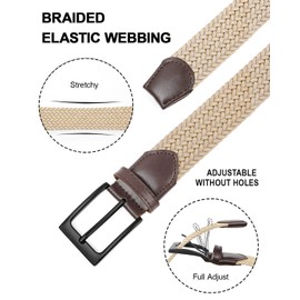 FAIRWIN Men Belt Stretch Braided Elastic Golf Casual Nylon Fabric Woven for Pants Jeans Braid