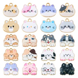 Spritewelry - Dijes de gato esmaltados surtidos para hacer joyas, encantadores colgantes de gato gatito, aleación de animales para manualidades, llavero, manualidades, regalo de Navidad, joyería,