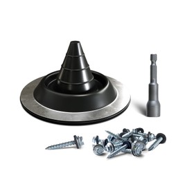 VIVIDA #0 EPDM Metal Roof Pipe Flashing Boot, Flexible Roof Jack Flashing Boot for Pipe OD 0" to 1-3/8", Screws & Hex Socket Included, Black, 1 Pack