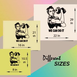 Wall Vinyl Decal Home Decor Art Sticker You Can Do It Quote Phrase Woman Lifting Weights Sports Gym Fitness Retro Room Removable Stylish Mural Unique Design 2801